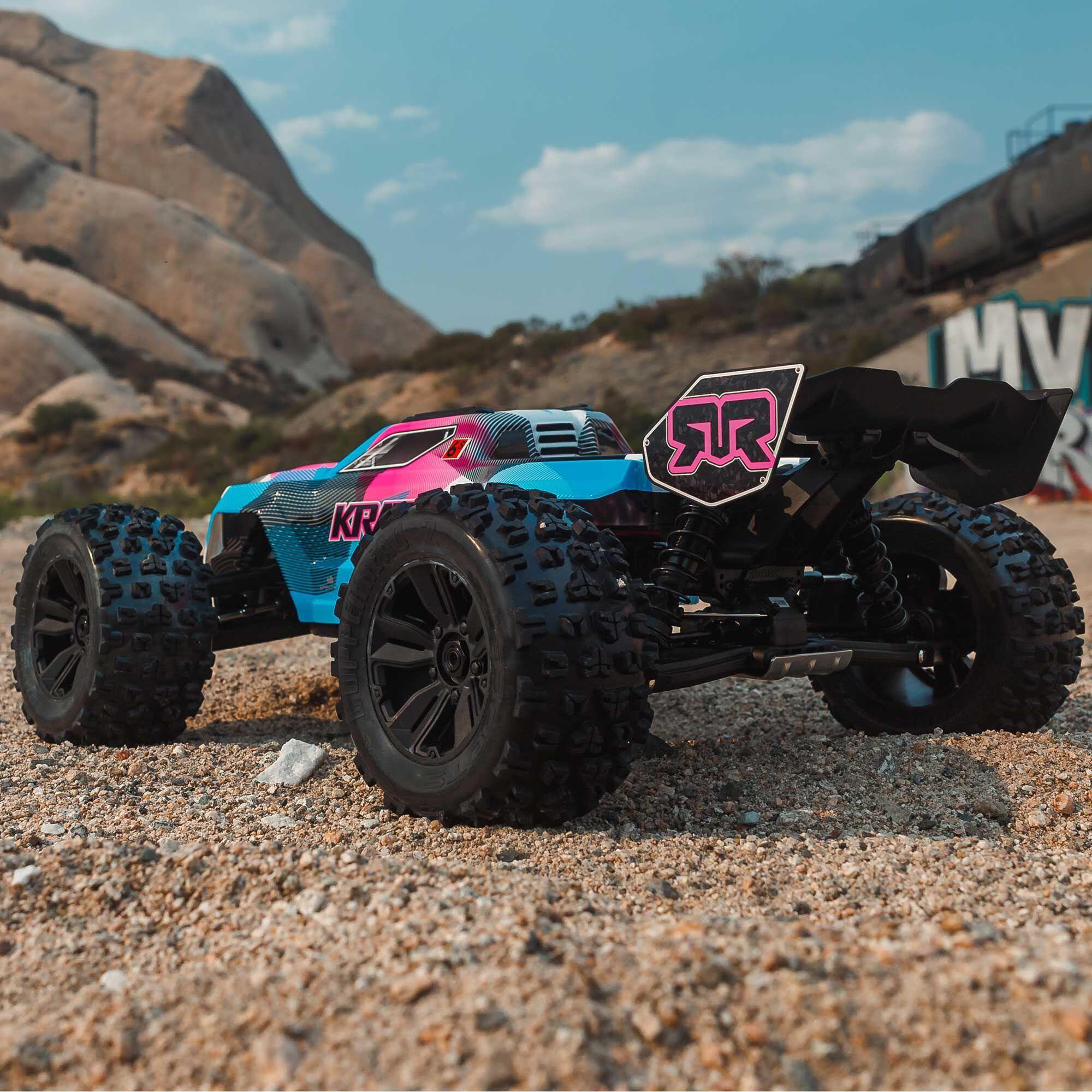 Arrma Kraton 6S BLX 4X4 1/8 Speed Monster Truck, RTR, Pink/Blue