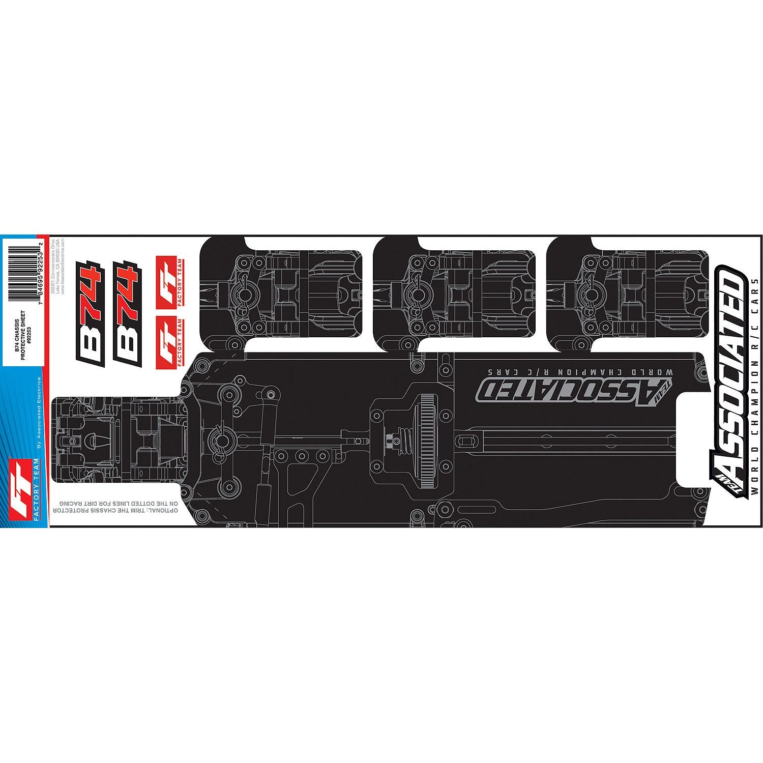 TEAM ASSOCIATED RC10B74 FT Chassis Protective Sheet (ASS92253)