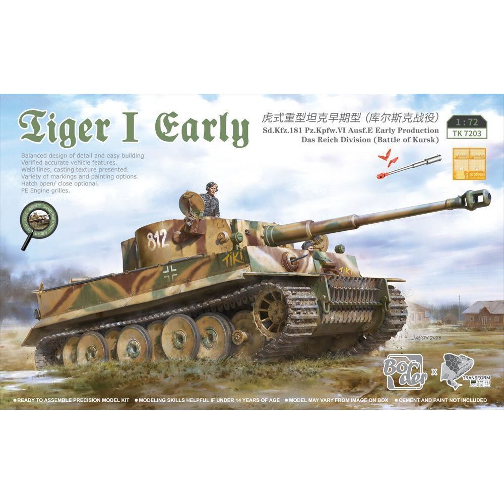 BORDER MODEL 1/72 Tiger I Early Sd.Kfz.181 Pz.Kpfw.VI Ausf.E Early Production Das Reich Division Plastic Model Kit