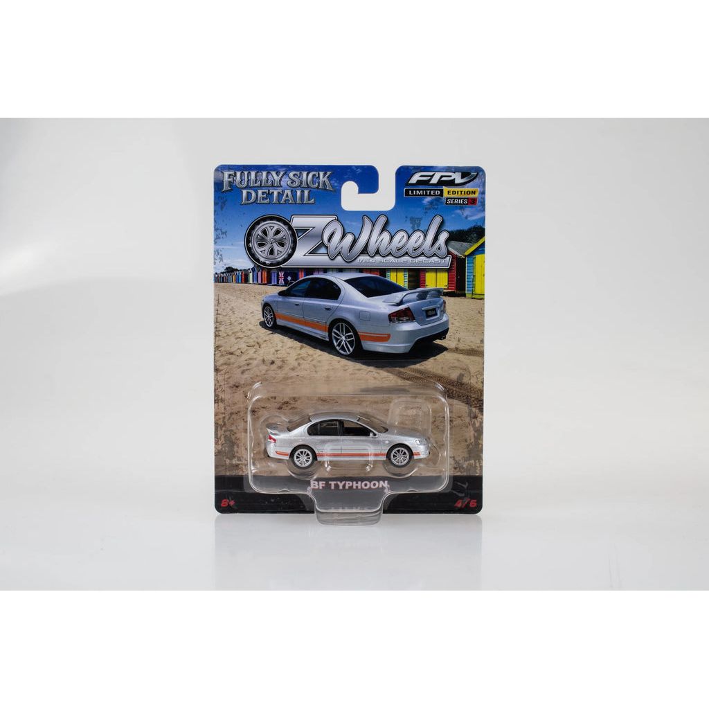 OZ LEGENDS 1/64 R3 Fully Sick Detail OZ Wheels - FPV BF Typhoon - Silver w/Orange Stripes