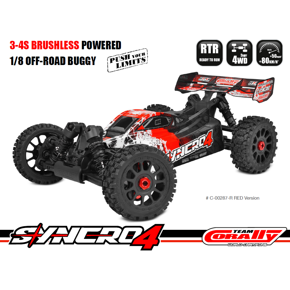 Team Corally - SYNCRO-4 - RTR - Red - Brushless Power 3-4S - No Battery - No Charger