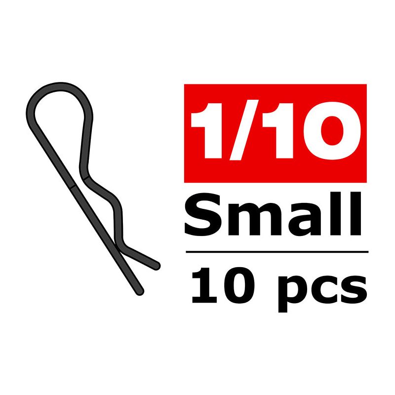 Team Corally - Body Clips - 45° Bent - Small - Black - 10 pcs