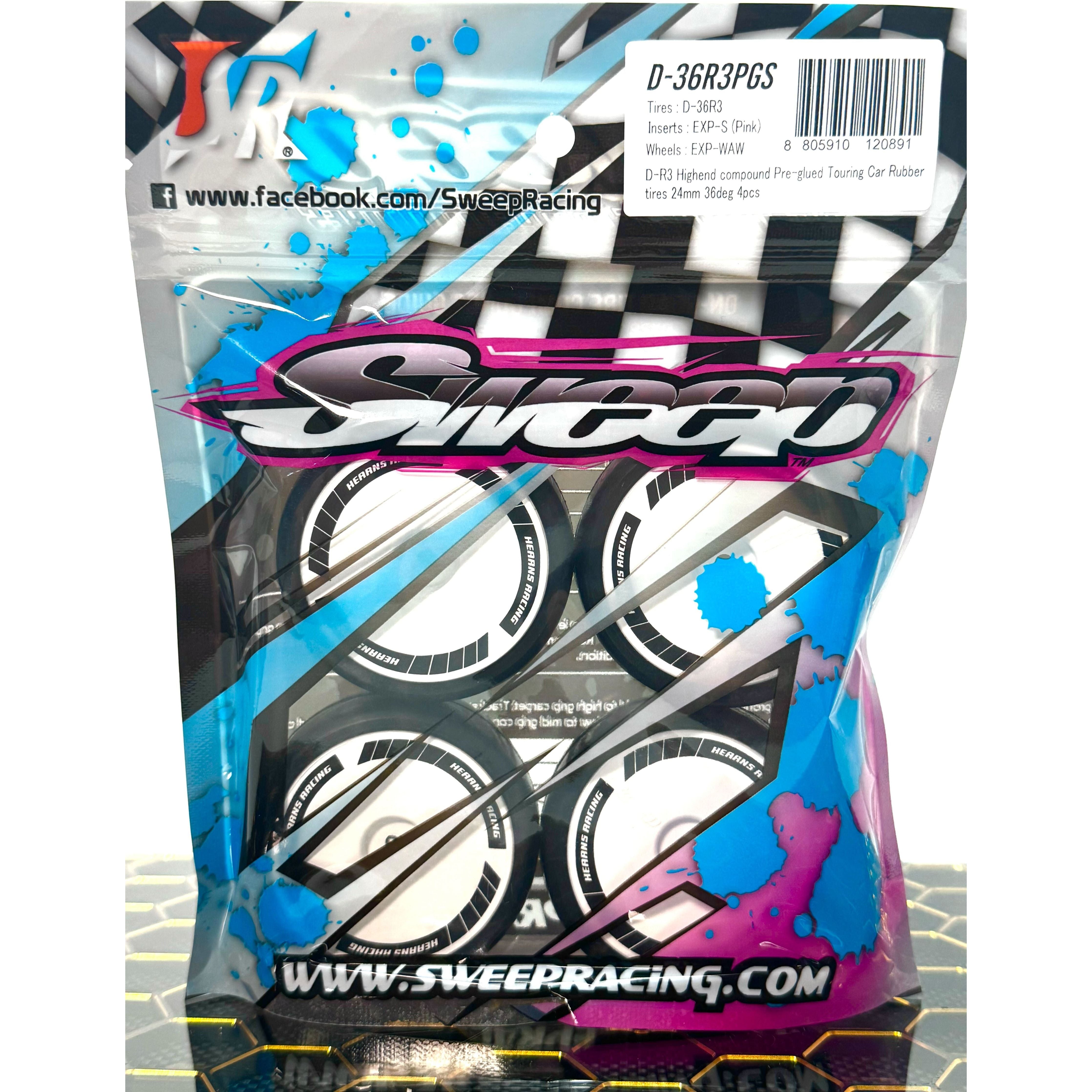SWEEP 1/10 D Series High-end compound 36 shore Pre-glued tires for Asphalt (4pcs)