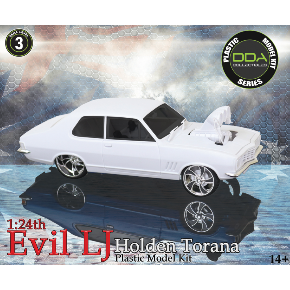 DDA COLLECTIBLES 1/24 Plastic Kit Evil LJ Torana Sealed Body Opening Bonnet w/Engine