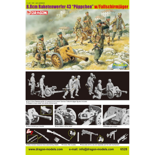 DRAGON 1/35 8.8cm Raketenwerfer 43 "Puppchen" w/Fallschirmjager Plastic Model Kit