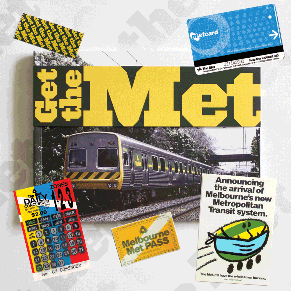 Get the Met: First Edition - Melbourne Train System Design with sticker/ticket packs.