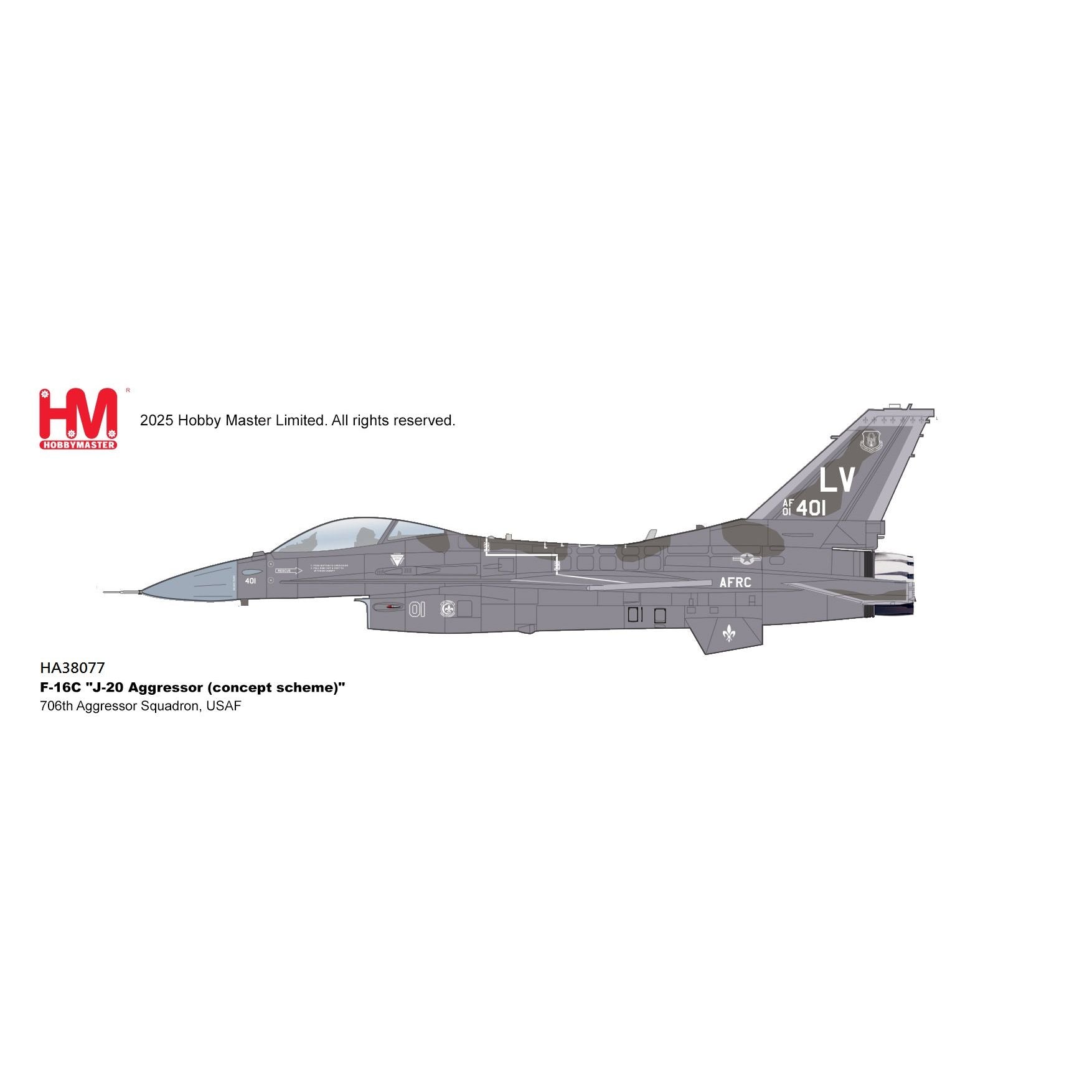 HOBBY MASTER 1/72 F-16C 'J-20 Aggressor (concept scheme)' 706th Aggressor Squadron, USAF