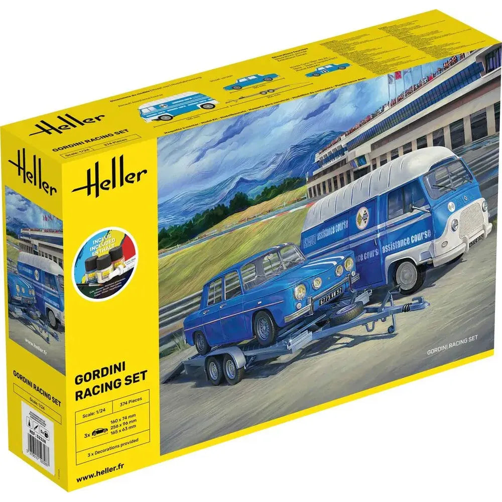 HELLER 1/24 Starter Kit Gordini Racing Set Includes: Cement Brush and Main Paints
