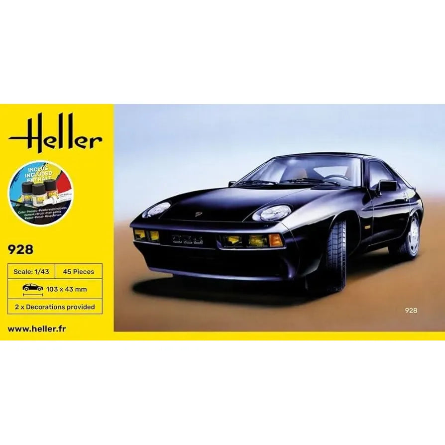 HELLER 1/43 STARTER KIT Porsche 928
Includes: cement, brush and main paints