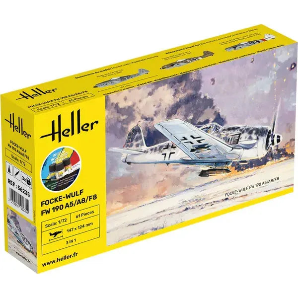HELLER 1/72 STARTER KIT Focke Wulf Fw 190 A5/A8/F8
Includes: cement, brush and main paints