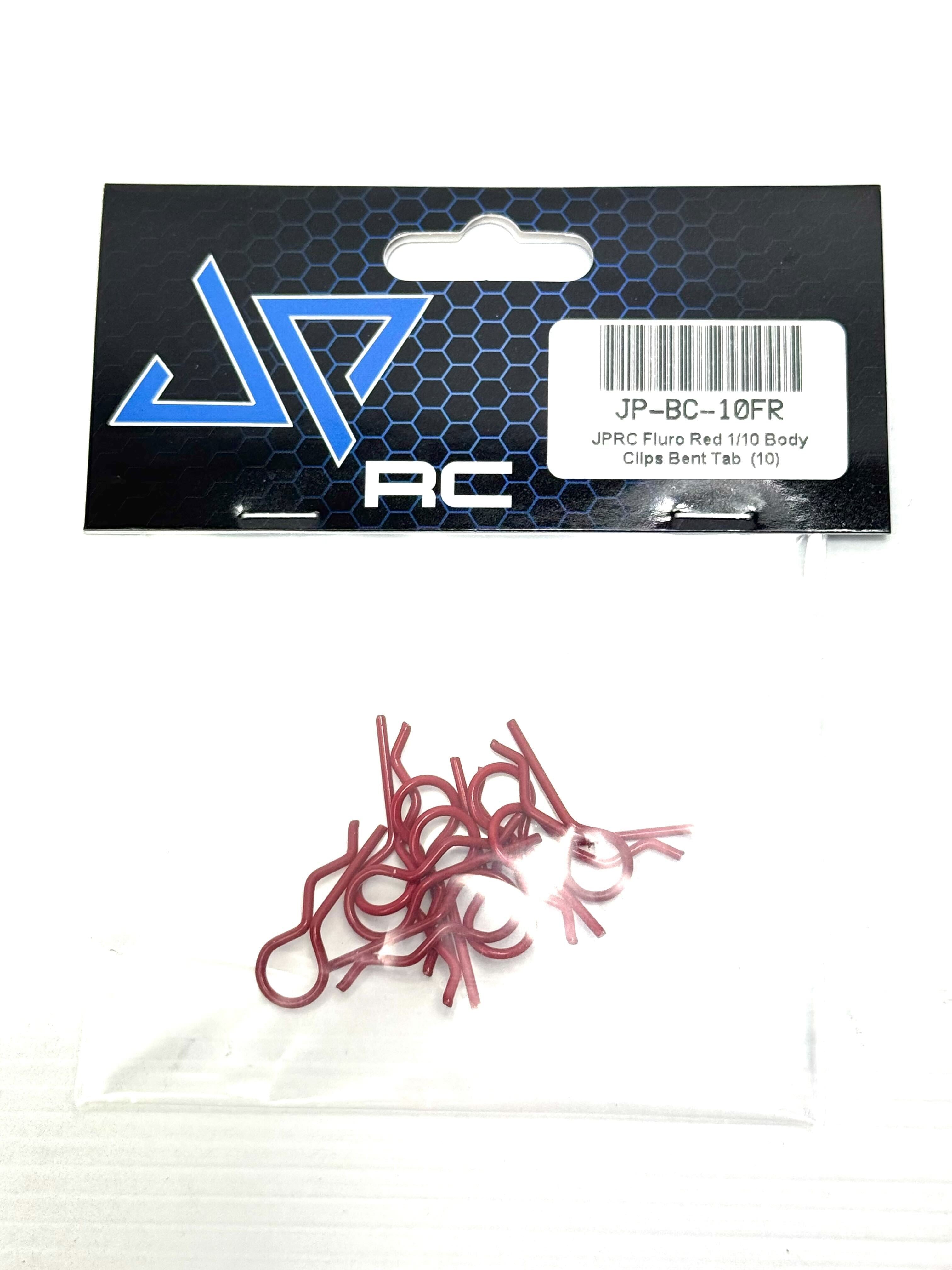 JPRC Fluro Red 1/10 Body Clips Bent Tab (10)