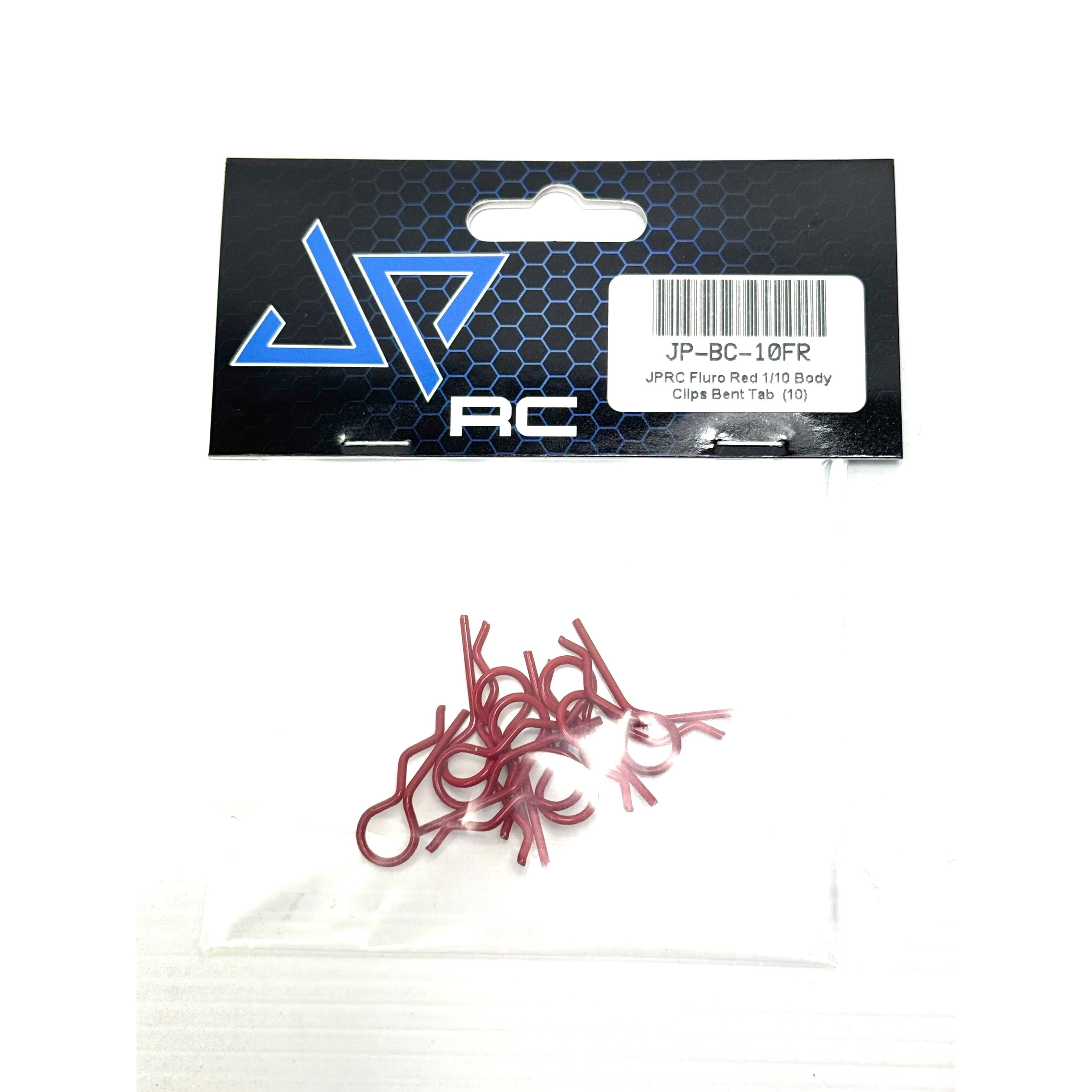 JPRC Fluro Red 1/10 Body Clips Bent Tab (10)