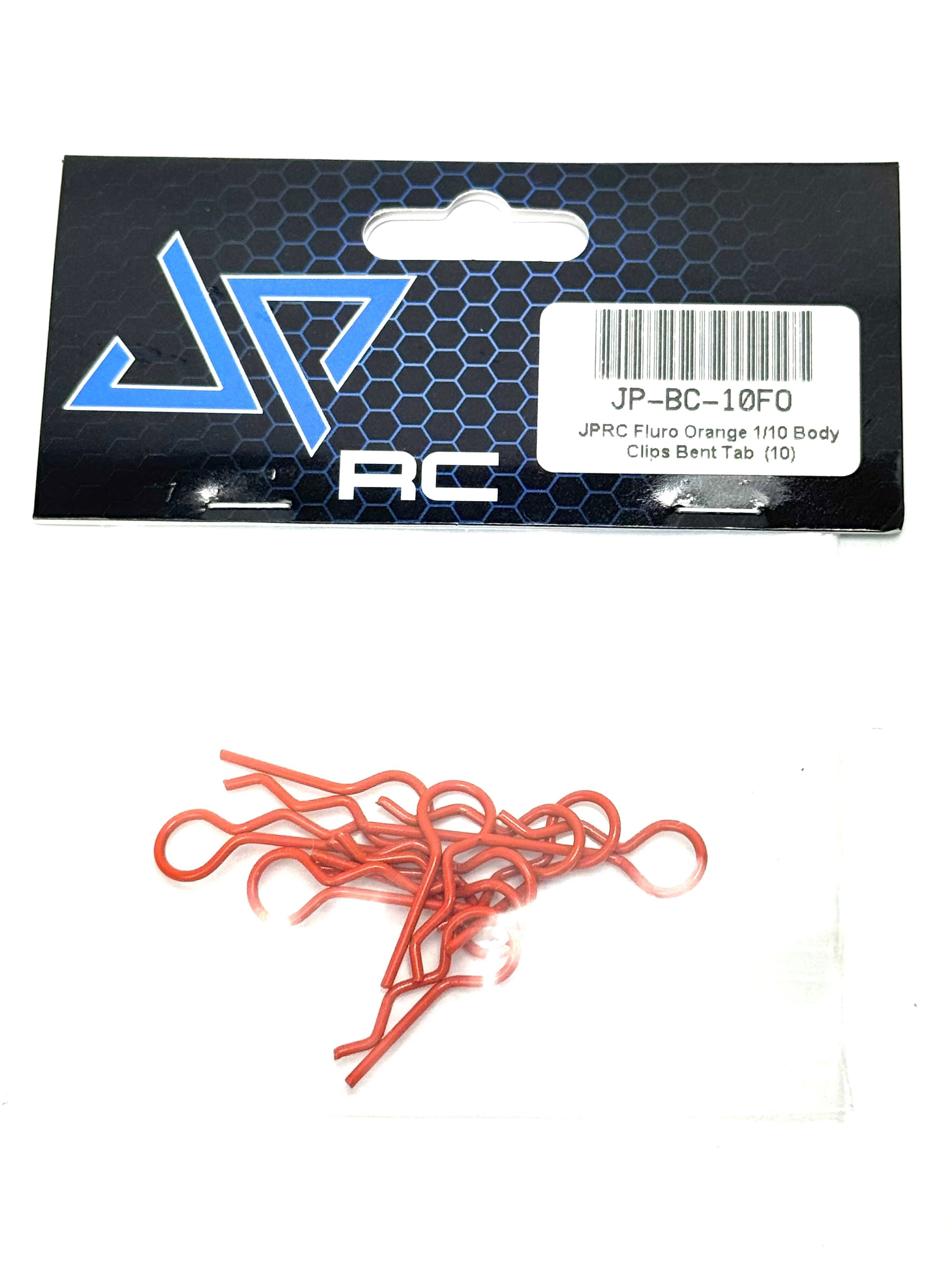 JPRC Fluro Orange 1/10 Body Clips Bent Tab (10)