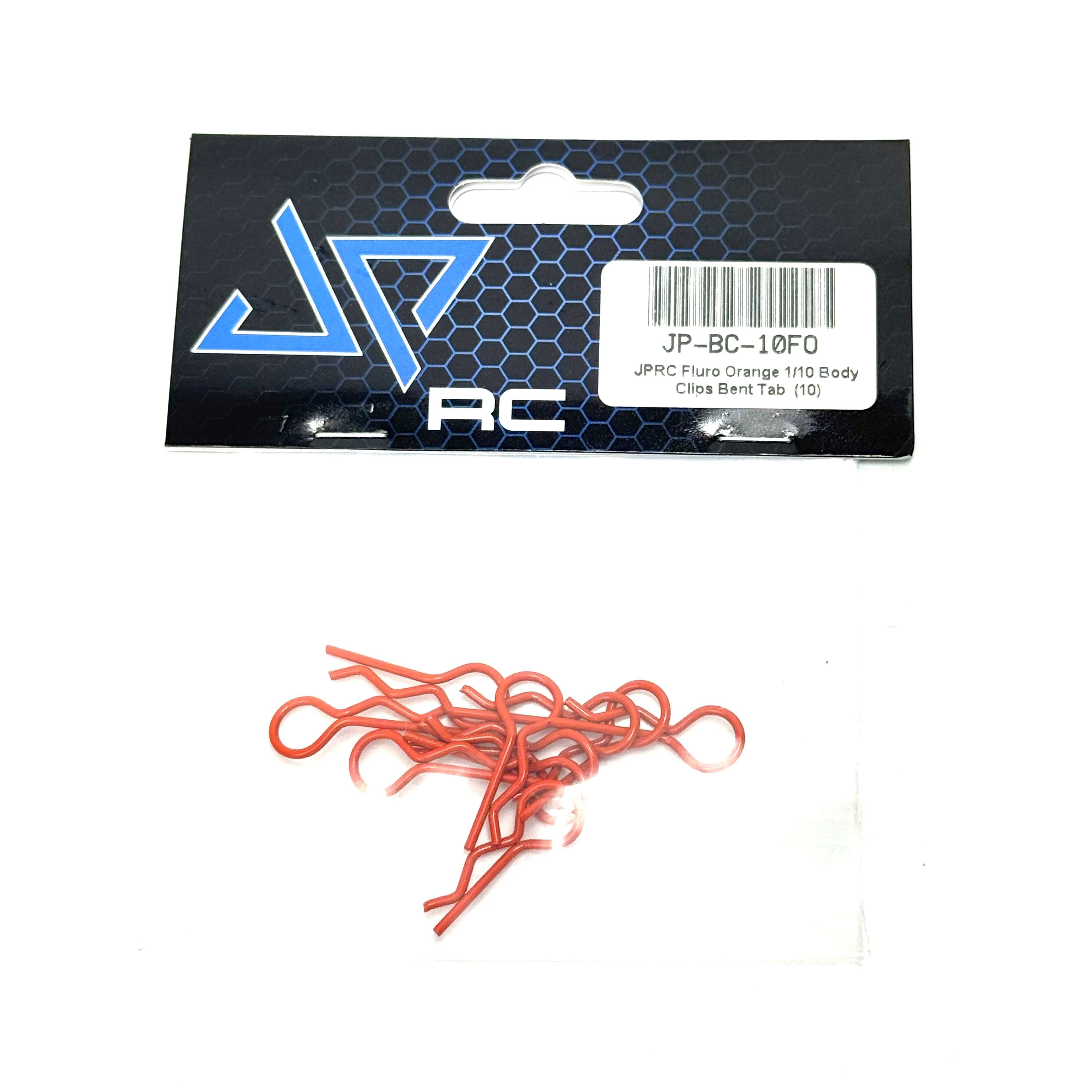 JPRC Fluro Orange 1/10 Body Clips Bent Tab (10)