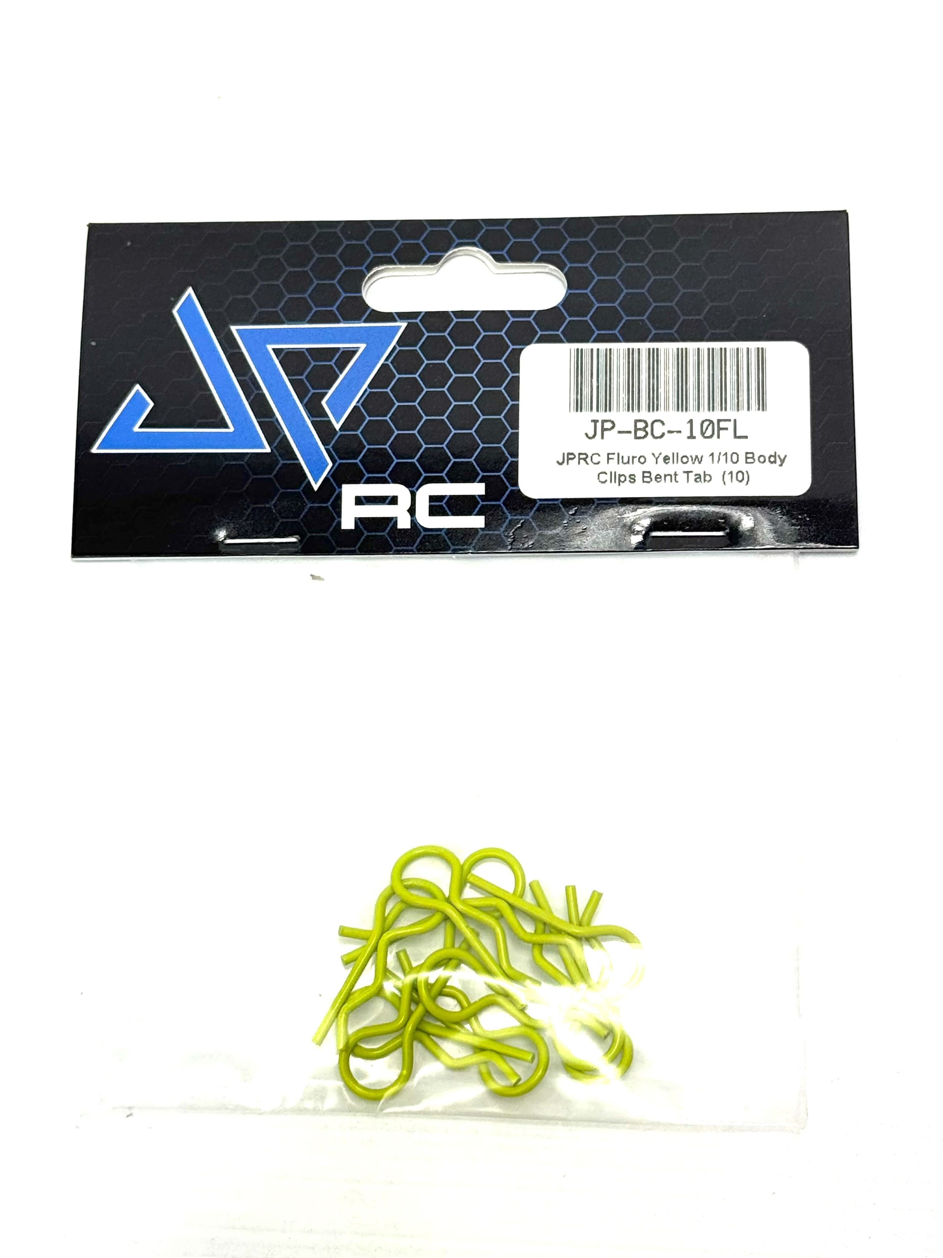 JPRC Fluro Yellow 1/10 Body Clips Bent Tab (10)