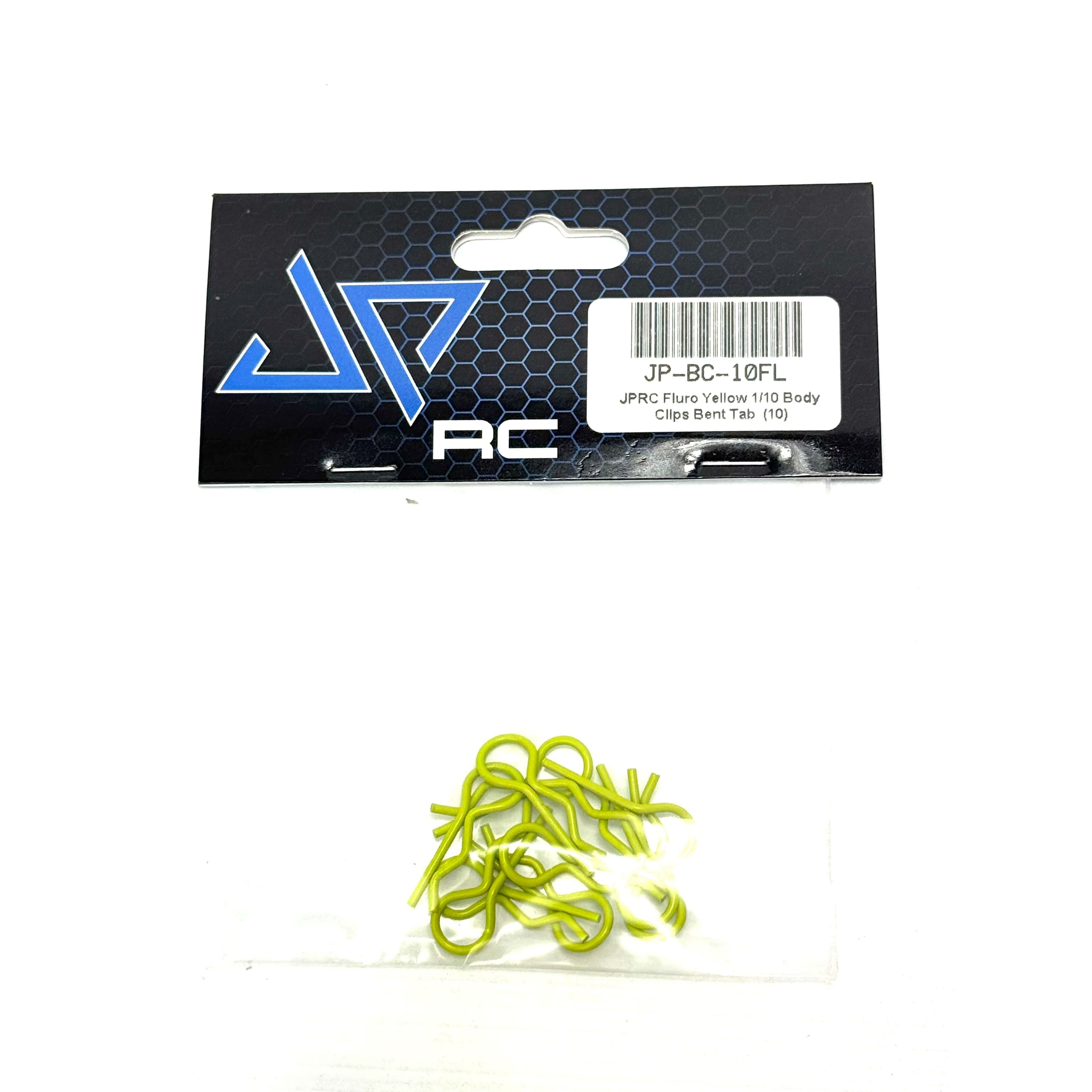 JPRC Fluro Yellow 1/10 Body Clips Bent Tab (10)