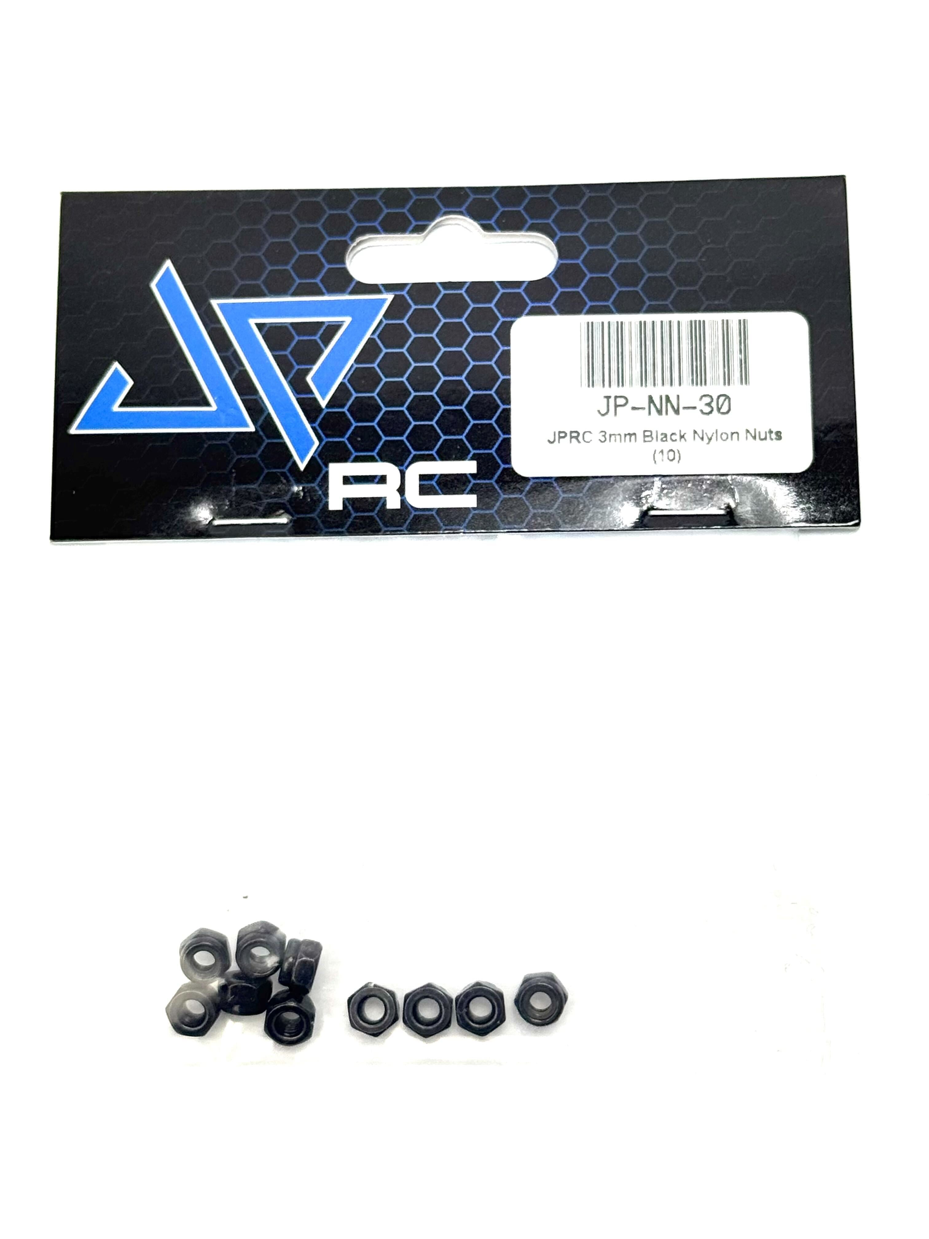 JPRC 3mm Black Nylon Nuts (10)