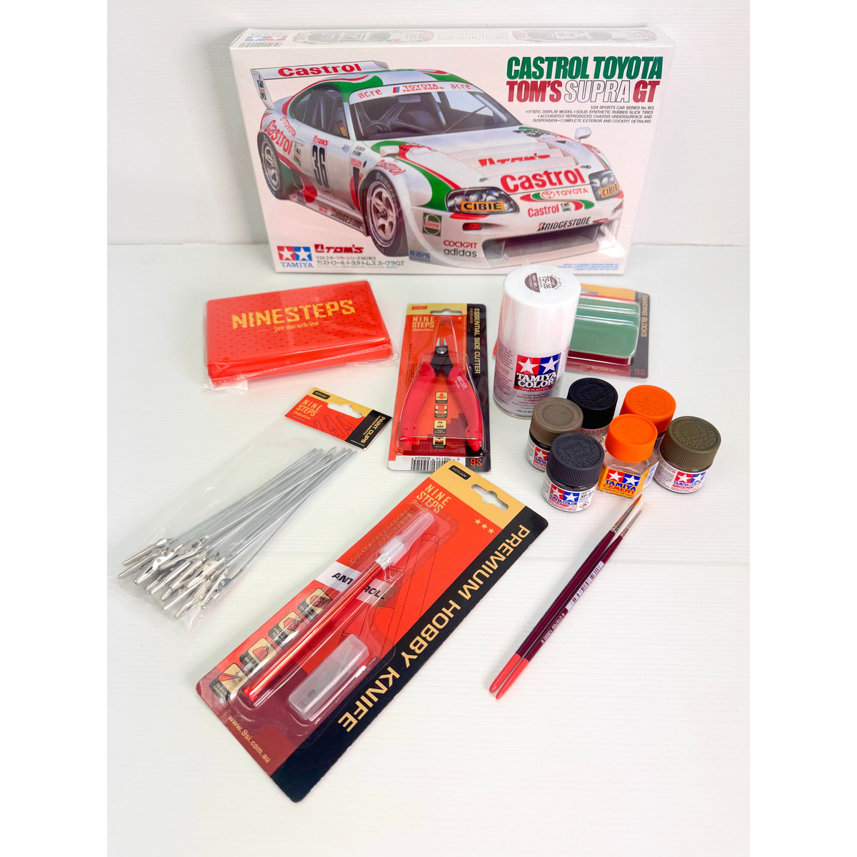 Hearns Hobbies Complete Model Building Starter Bundle – Tamiya 1/24 Castrol Toyota TOM'S Supra GT