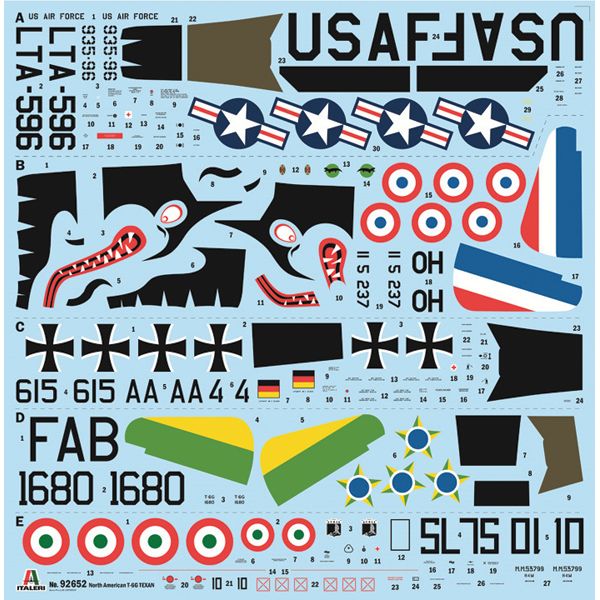ITALERI 1/48 T-6G Texan- New Artwork, Super Decal Sheet & Masking Sheet