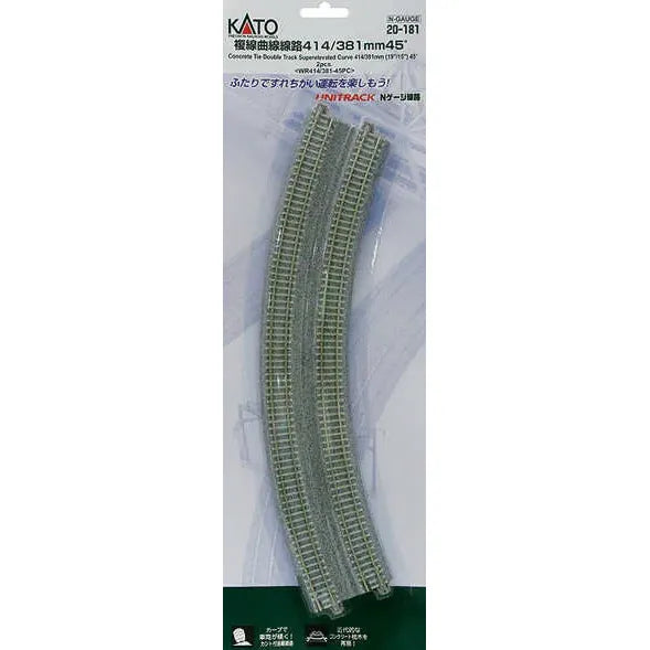 KATO N Concrete Tie Double Track Superelevated Curve 414/38 45 Degree