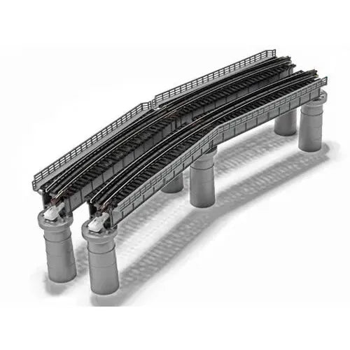 KATO N Unitrack Deck Girder Curved Bridge 481mm 15Deg Grey