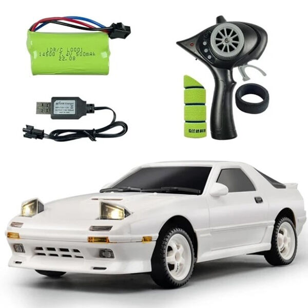 LDRC 1802 Mazda FC Drift Car RTR W/ Gyro White 1/18th