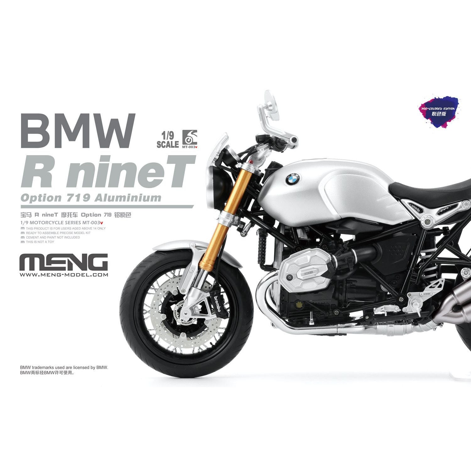 MENG 1/9 BMW R nineT Option 719 Aluminium (Pre-colored Edition) Plastic Model Kit