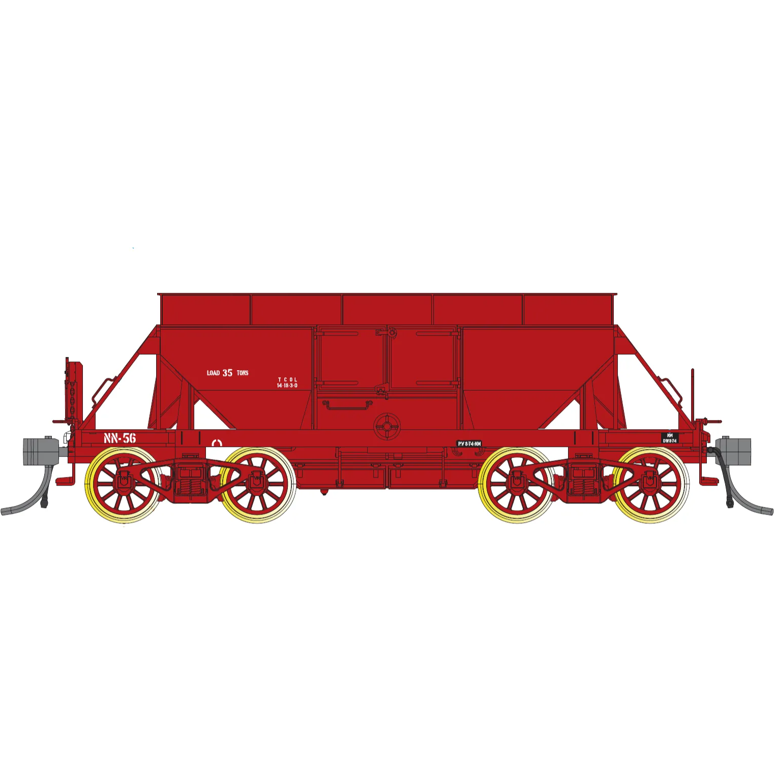 IDR HO VR NN/VHWA Ballast Wagon 4-Pack 2 (NN-51, NN-56, NN-60 and NN-72 all 30 Ton Cast Bogies)