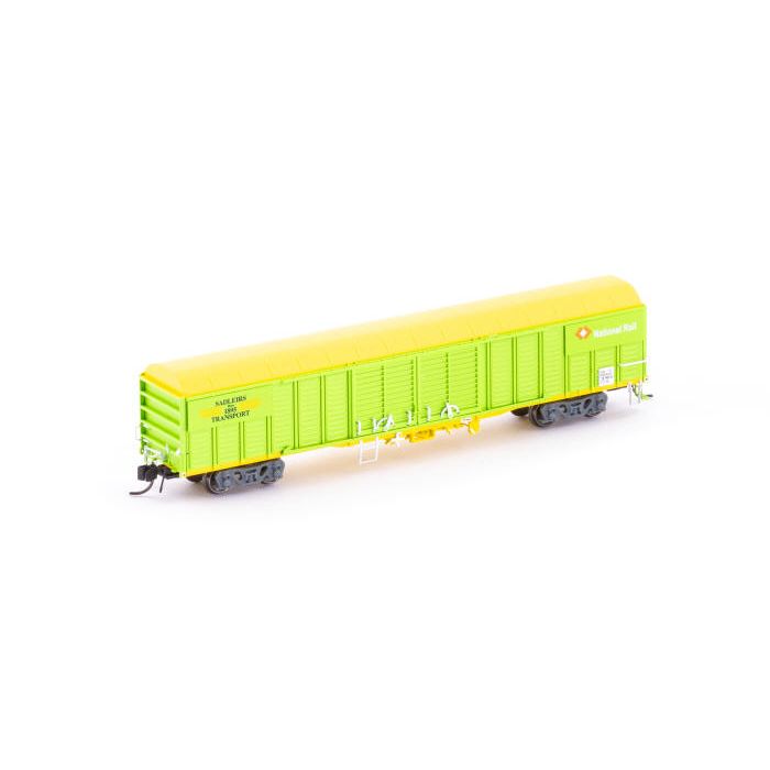 AUSCISION N Scale - RLUY Louvred Van - Sadleirs Transport/National Rail Green/Yellow - Single Wagon - Wagon Number: RLUY- (NNLV-9)
