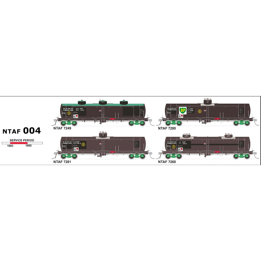 SDS MODELS HO NTAF Rail Tank Wagons Pack 4