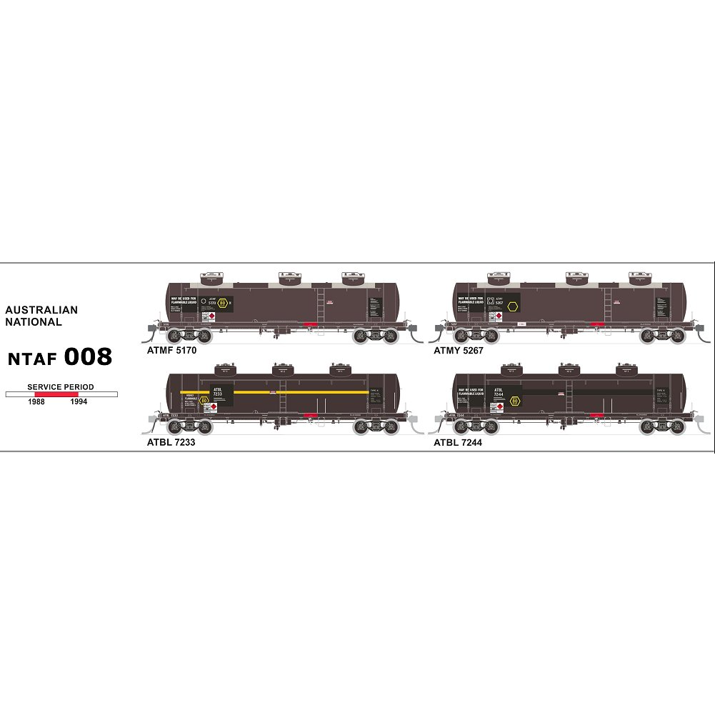 SDS MODELS HO NTAF Rail Tank Wagons Pack 8 Australian National