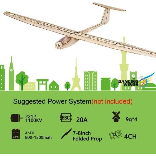 DANCING WINGS HOBBY EP Balsa Glider Griffin Kit (1.55m)