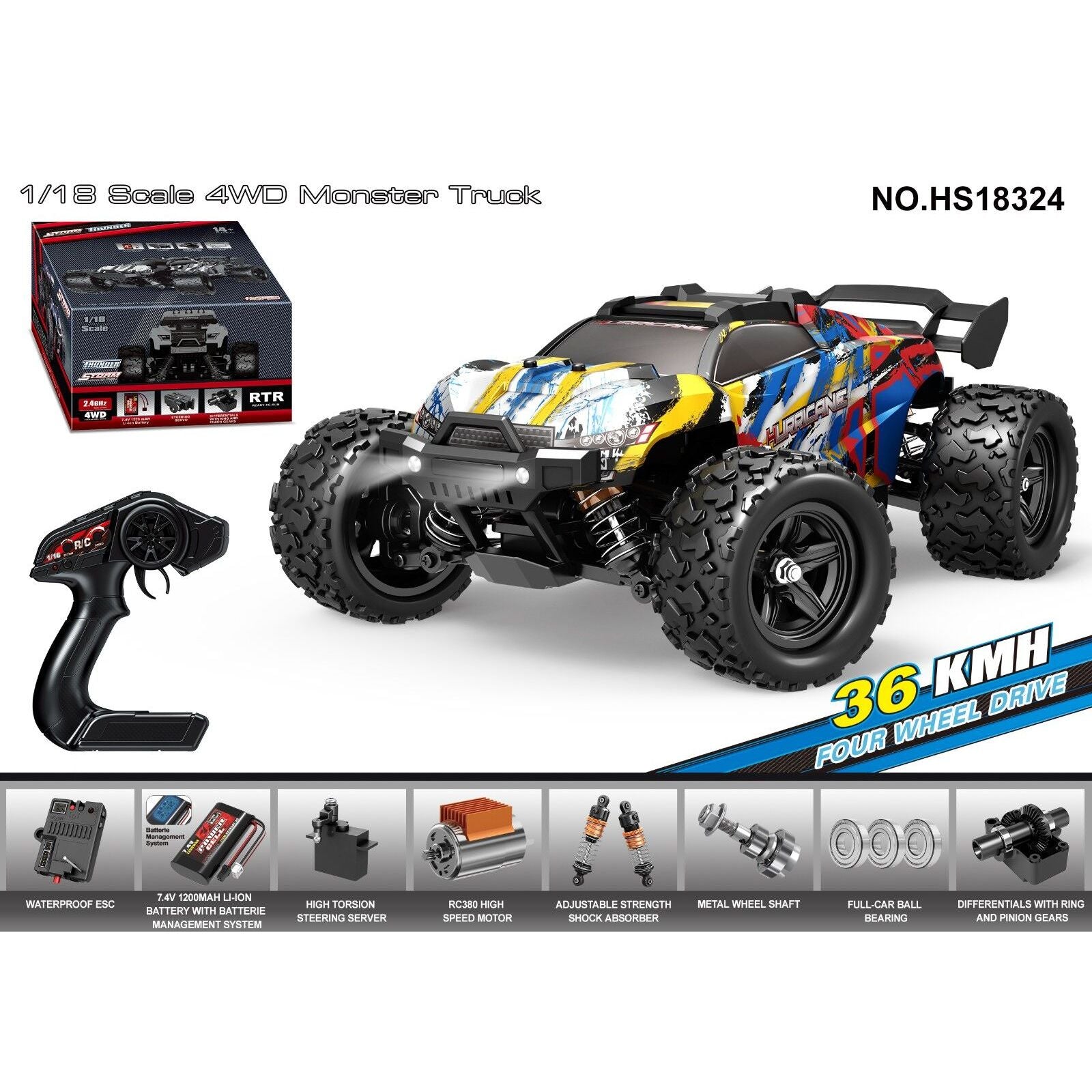 TORNADO 1/18 4WD RTR High Speed Truck 36km 20 Minute Runtim