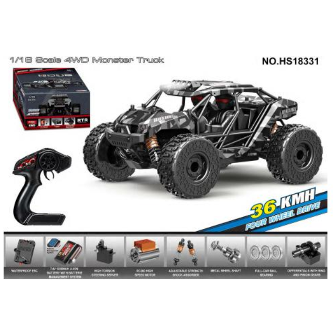 TORNADO RC 1/18 4WD RTR High speed truck 2.4g 35KM 20 Minute Black Brushed