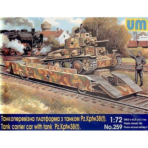UM-MT 1/72 Tank carrier car with tank Pz.Kpfw 38 (t)Â Â Â Plastic Model Kit