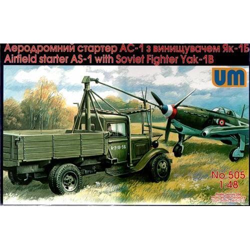 UM-MT 1/48 Airfield starter AS-1with Soviet Fighter Yak-1B Plastic Model Kit