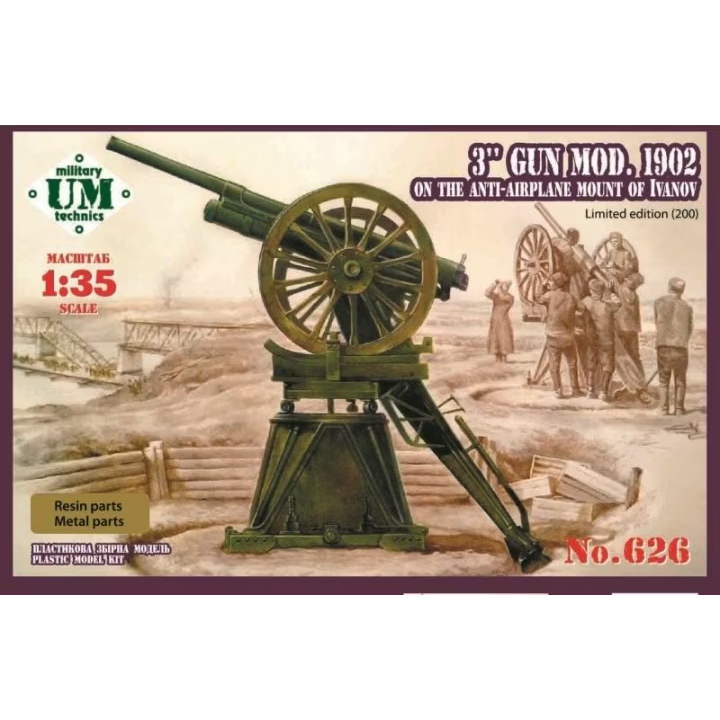 UM-MT 1/35 3'gun 1902 on A-Airplane mount Ivano Plastic Model Kit
