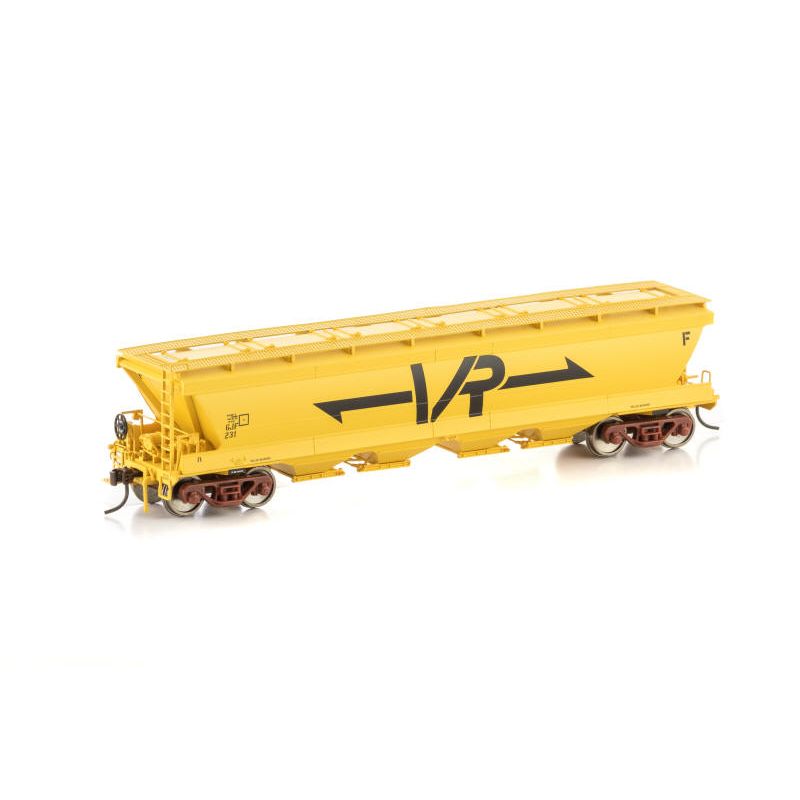 AUSCISION HO GJF Grain Hopper, VR Yellow with Large VR Logo - 4 Wagon Pack