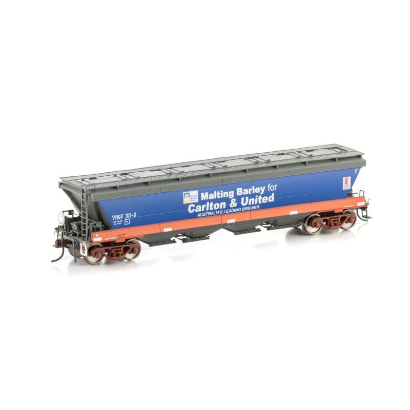 AUSCISION HO VHGF Grain Hopper, V/Line Orange/Grey with V/Line Freight & CUB Logos - 4 Wagon Pack