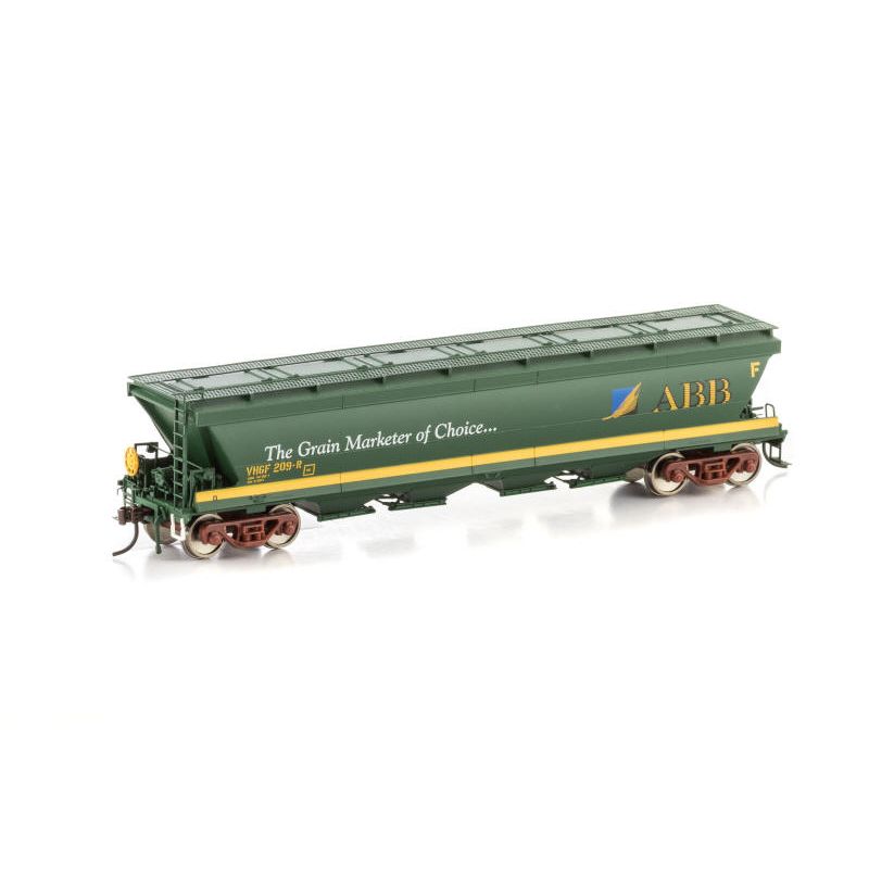 AUSCISION HO VHGF Grain Hopper, ABB Green/Yellow with ABB Logo - 4 Wagon Pack