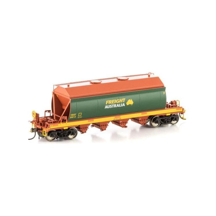 AUSCISION HO VHSF Sand Hopper, Red/Green/Yellow with Large Freight Australia Logos - 4 Car Pack