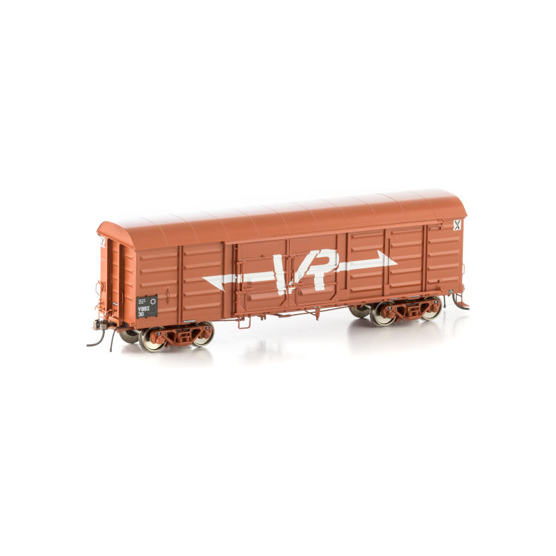 AUSCISION HO VBBX Box Van, VR Wagon Red with Large VR Logo & 4 Louvre Doors - 4 Car Pack