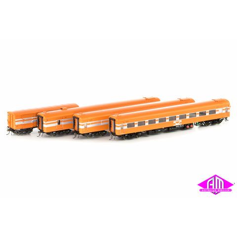 AUSCISION HO VR - VicRail, Orange with Silver Stripes and Tea Cup Logo, Set N4