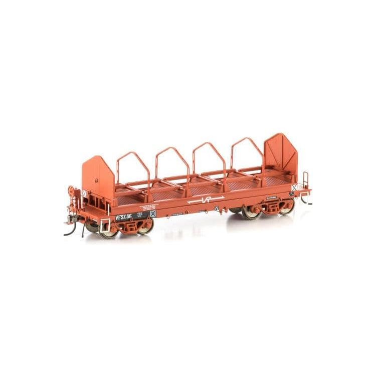 AUSCISION HO VFSX Coil Steel Wagon, VR Wagon Red with Small VR Logos & Tarpaulin Support Hoops - 4 Car Pack