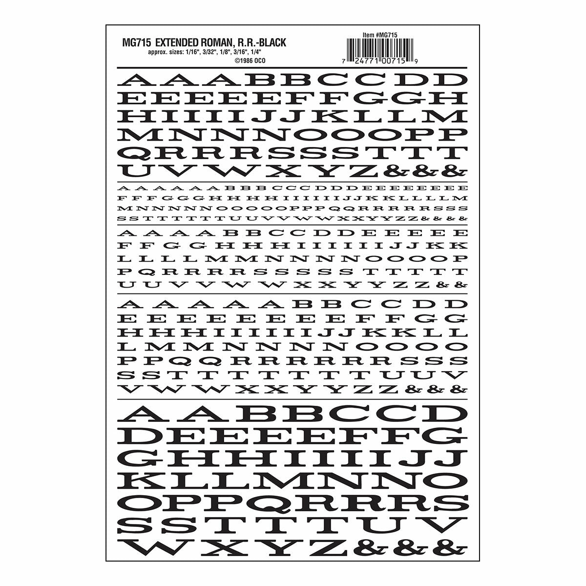 WOODLAND SCENICS Extended Roman R.R. Black