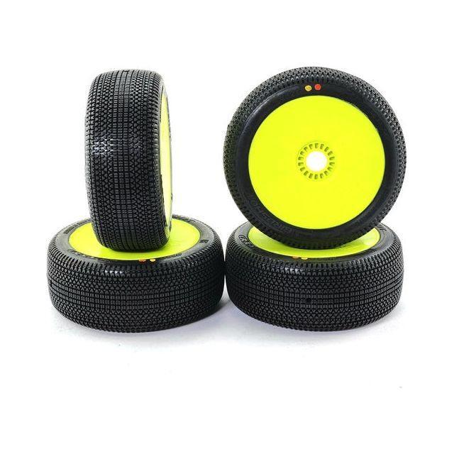 SWEEP Birdshot (Liquid Super Soft) 1/8 Buggy Tyres Premount on Yellow Wheels 4pcs