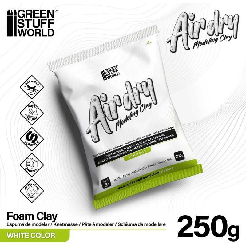GREEN STUFF WORLD Air Dry Foam Clay 250gr. - White