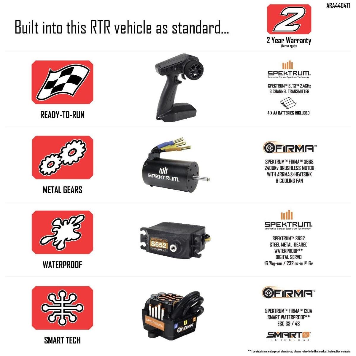 ARRMA Mojave 1/7 4X4 BLX 4S Desert Truck RTR, Blue/Red