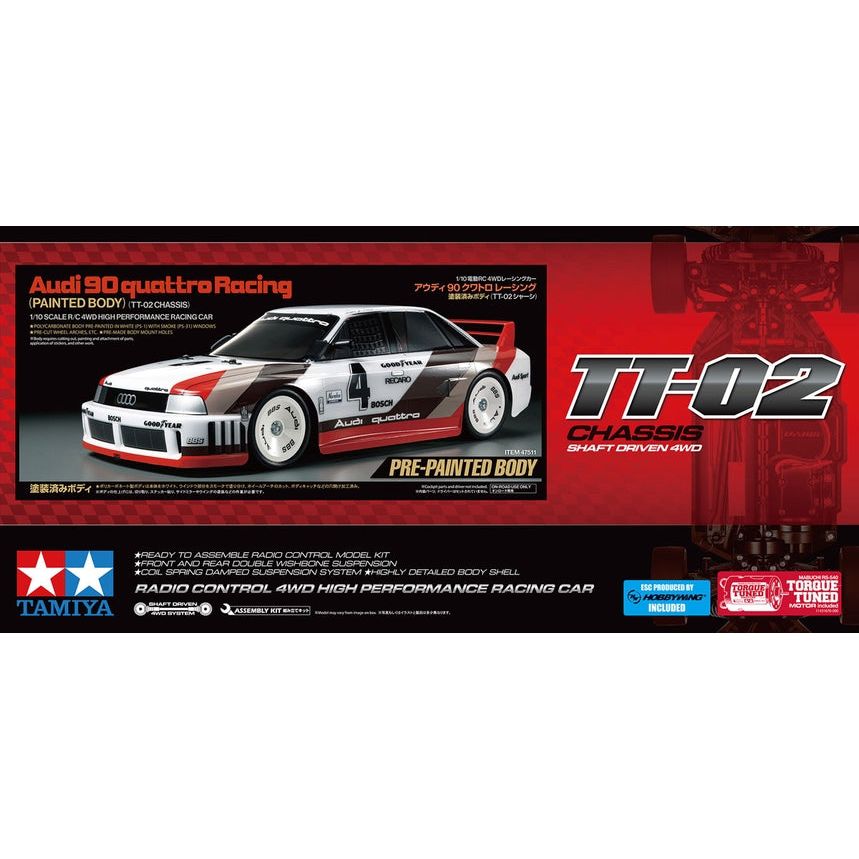 Tamiya R/C Audi 90 Quattro Racing (Painted Body) (TT-02)