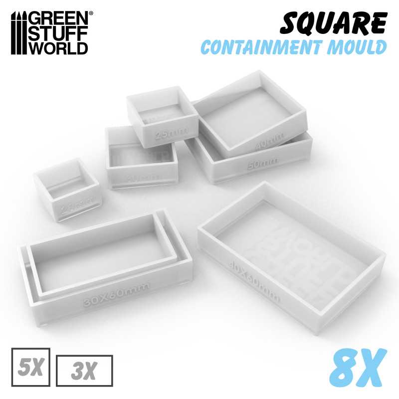 GREEN STUFF WORLD Containment Molds for Square Bases